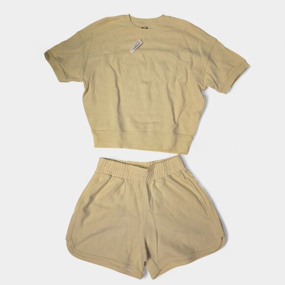 Madewell Muscle Tee & Shorts Set Daffodil yellow XS Comfy Athleisure Lounge NWT - Picture 4 of 14